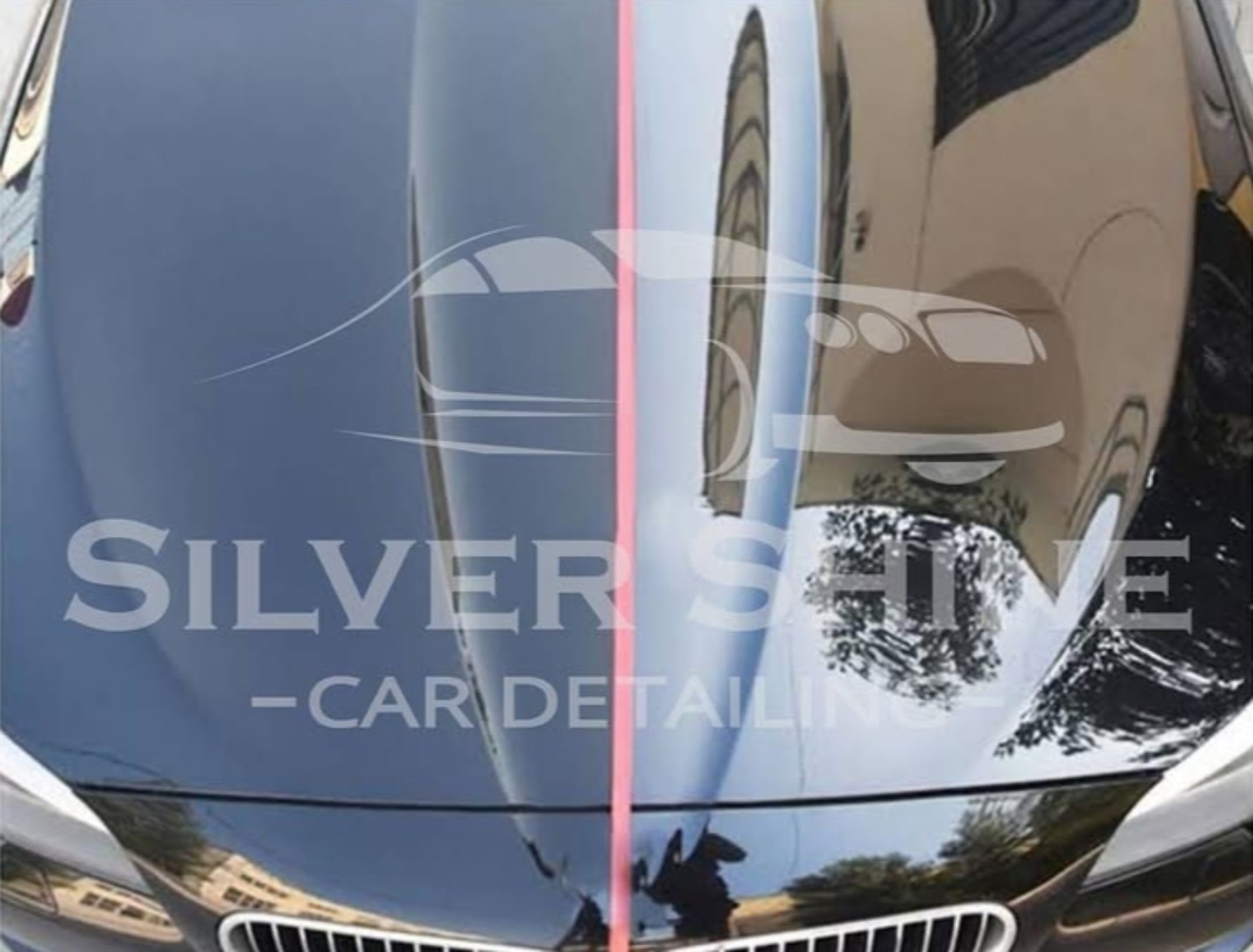 Car hood detailing before and after