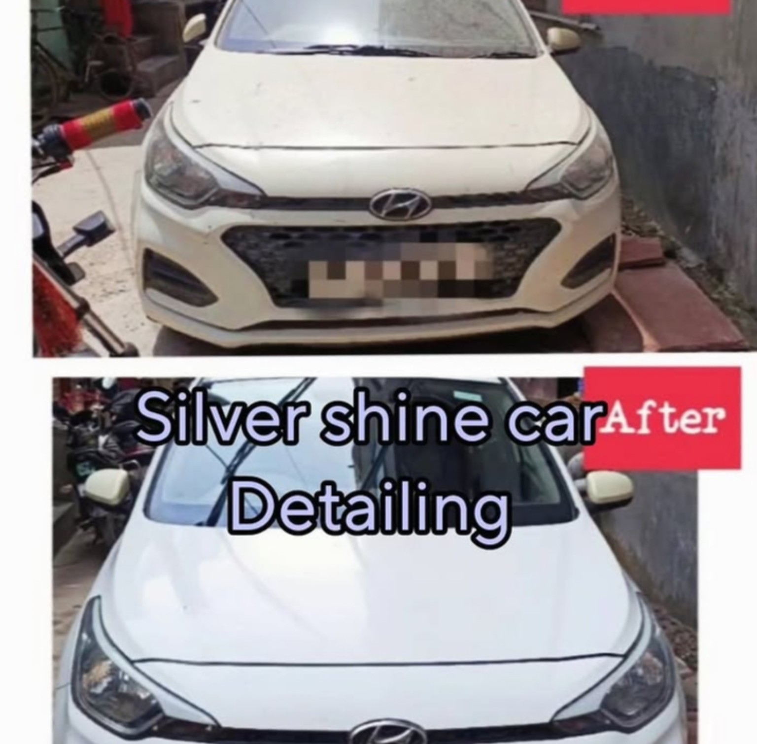 White car paint correction before and after